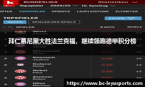 拜仁慕尼黑大胜法兰克福，继续领跑德甲积分榜